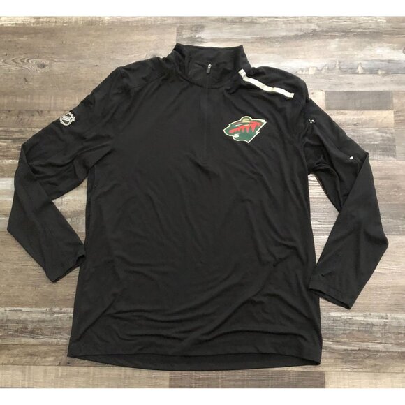 Fanatics Minnesota Wild Mens XL Black 1/4 Zip Pullover NHL - Picture 1 of 6